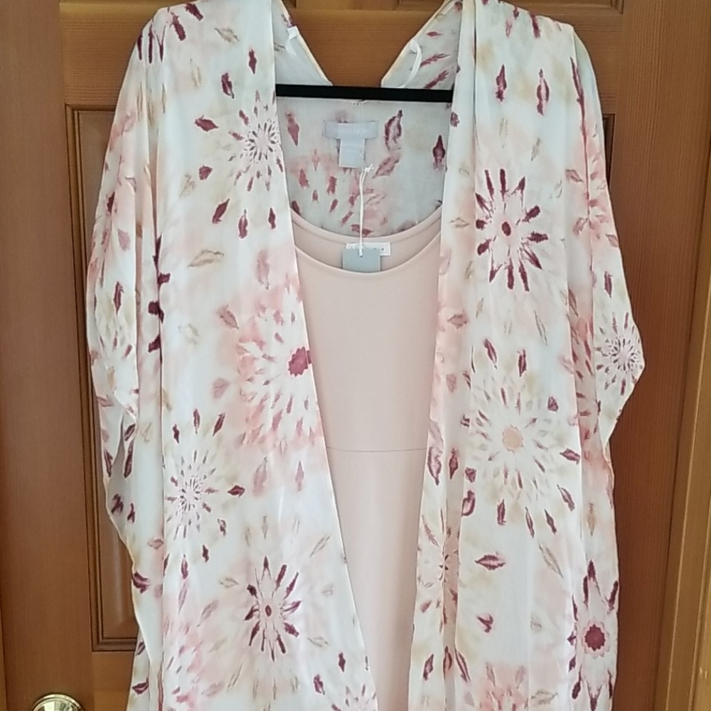 Nordstrom Print Tassle Duster Pink Kaleidoscope